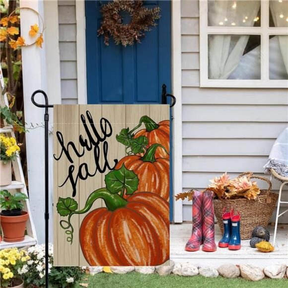 Fall Garden Flag 12x18 Inch Double Sided, Happy Fall Pumpkin Yard Flag Small - Picture 5 of 8